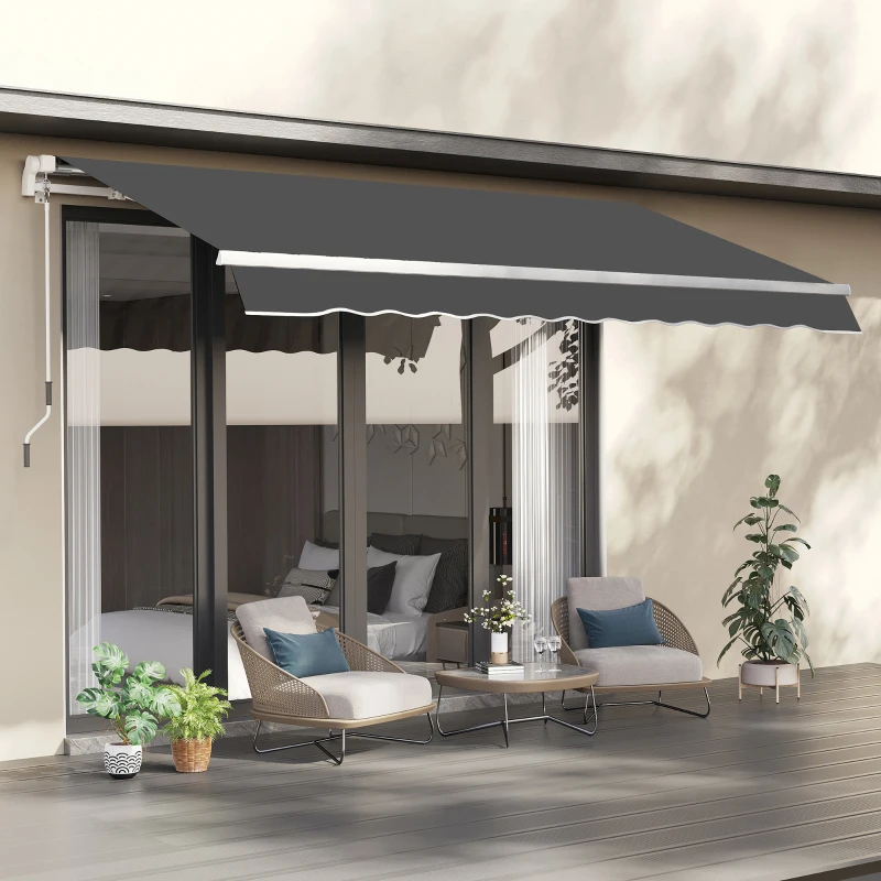 Outsunny Tela di Ricambio per Tenda da Sole con Lambrequin Onde, Poliestere ad alta densità 280 g/m² anti-UV, 282x240x23 cm, Grigio