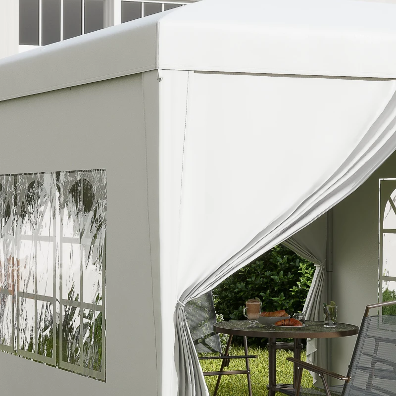 Outsunny Gazebo 3x3 m Pieghevole e Impermeabile con Pannelli Laterali, in Acciaio e tessuto Oxford, Bianco