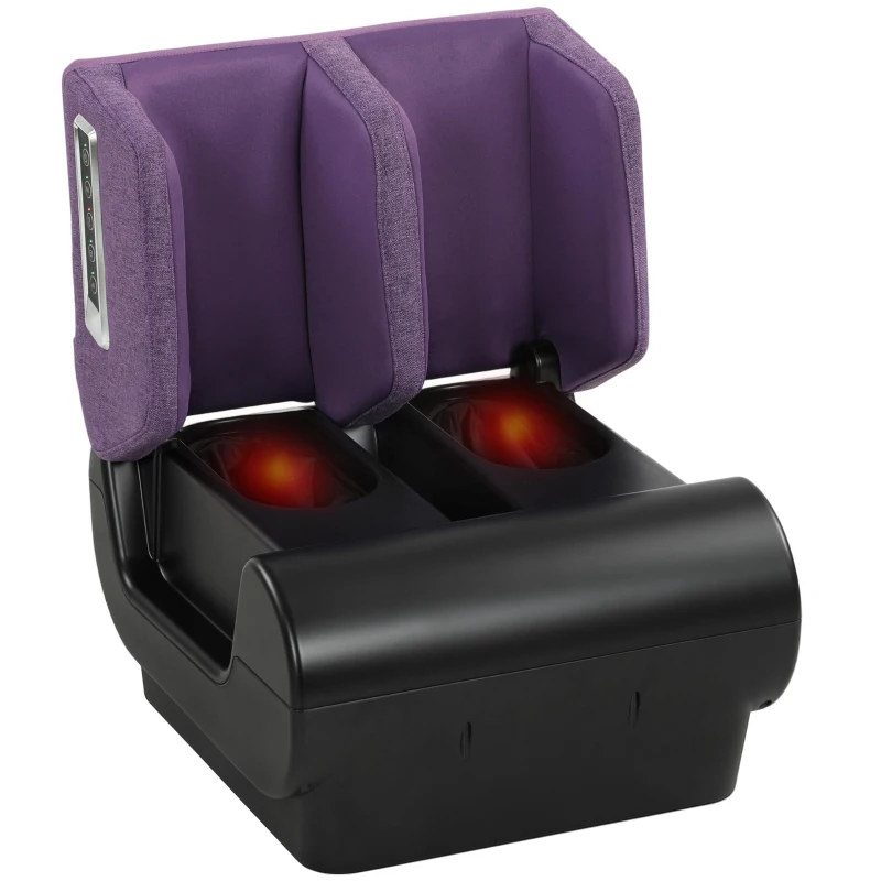 HOMCOM 2 in 1 Foot and Calf Massager with Heat, Air Compression, Timer, 3 Modes & Intensities, Purple and Black