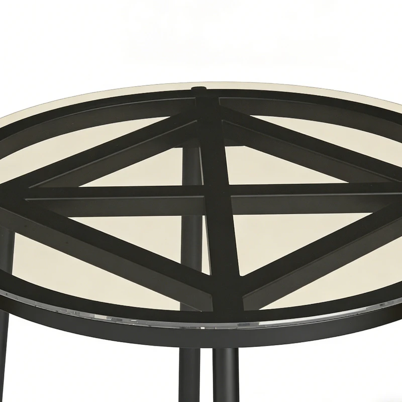 Outsunny Conjunto de Jardim 3 Peças em Vime PE com 2 Cadeiras com Almofadas e Mesa com Vidro Temperado Caqui