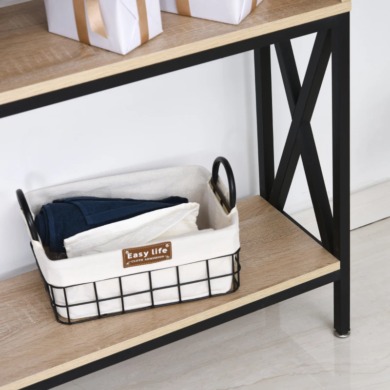 HOMCOM Consolle Industriale con Multi-Ripiani e Effetto Rovere, 120x23x75 cm, Beige