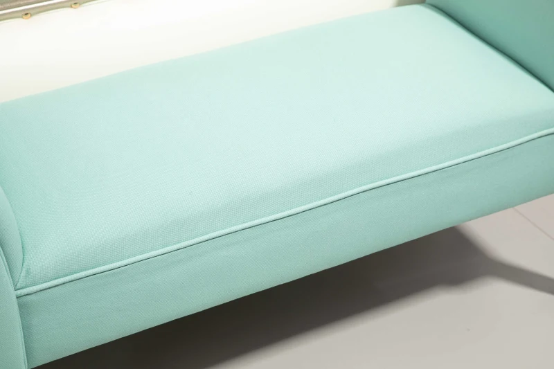 HOMCOM Banco Pie de Cama Tapizado en Lona con Patas de Madera Reposabrazos y Asiento Acolchado Verde Claro