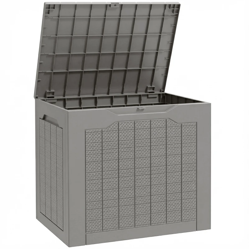 Outsunny Coffre de Jardin avec Poignées, Coffre de Rangement Étanche pour Outils, 56x41x50 cm, Kaki