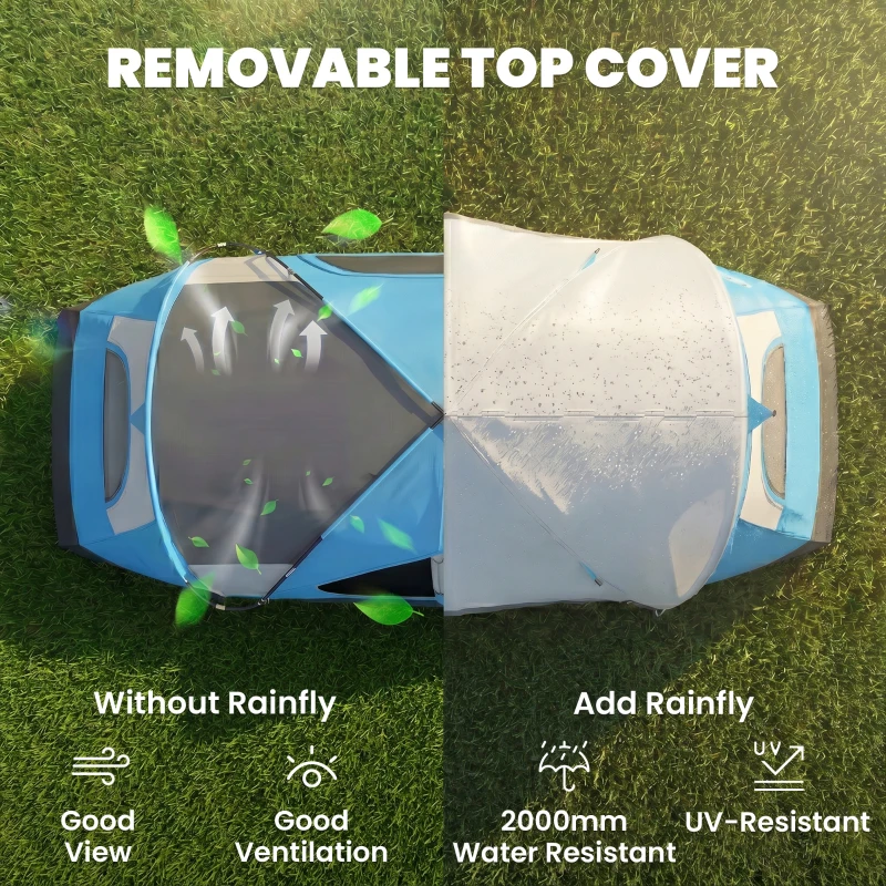 Outsunny Camping Tent for 6-8 Man with 2000mm Waterproof Rainfly and Carry Bag for Fishing Hiking Festival, Sky Blue