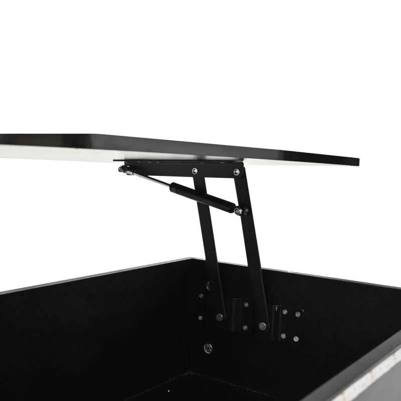 Lift-Top Coffee Table with 4 Drawers and Hidden Storage, Multi-Functional Center Table with Open Shelf and USB Port, 100L x 50W x 40H cm, Black