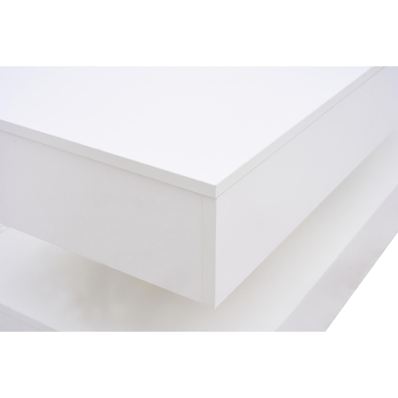 Modern Coffee Table with Bluetooth-Controlled LED Lighting, Lift-Up Center Table with Hidden Storage and Hydraulic Lift, 100L x 50W x 42H cm, White