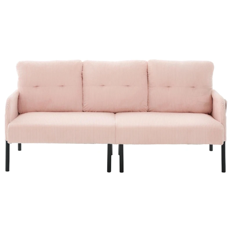 Oversized Two-Seater Corduroy Sofa with Ergonomic Curves, Comfortable Loveseat with Dual Side Storage Pockets, 171L x 72W x 80H cm, Pink