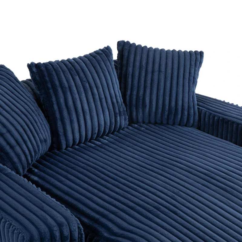 Modern Oversized Chaise Lounge Chair with Memory Foam Seat, Versatile Sofa Bed for Living Room or Bedroom, 155L x 125W x 63H cm, Navy