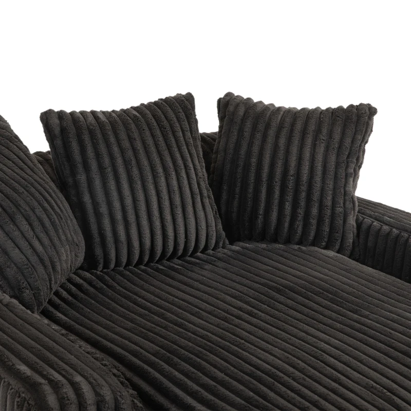 Modern Oversized Chaise Lounge Chair with Memory Foam Seat, Versatile Sofa Bed for Living Room or Bedroom, 155L x 125W x 63H cm, Black