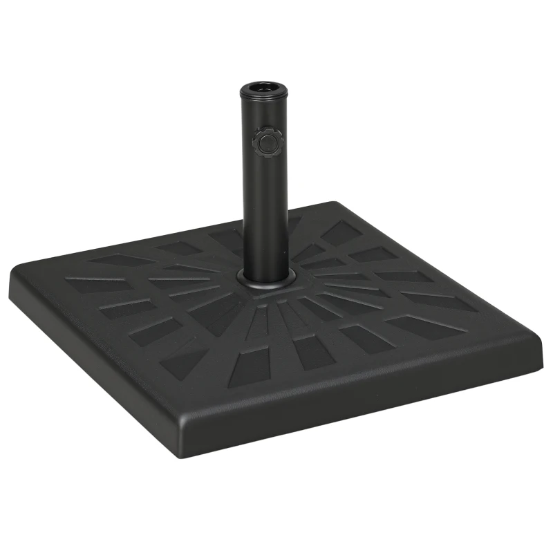 Outsunny Pied de Parasol 19 kg Carré en Polyrésine, pour Mâts de Ø 32/38/48 mm, 51x51x32cm, Noir