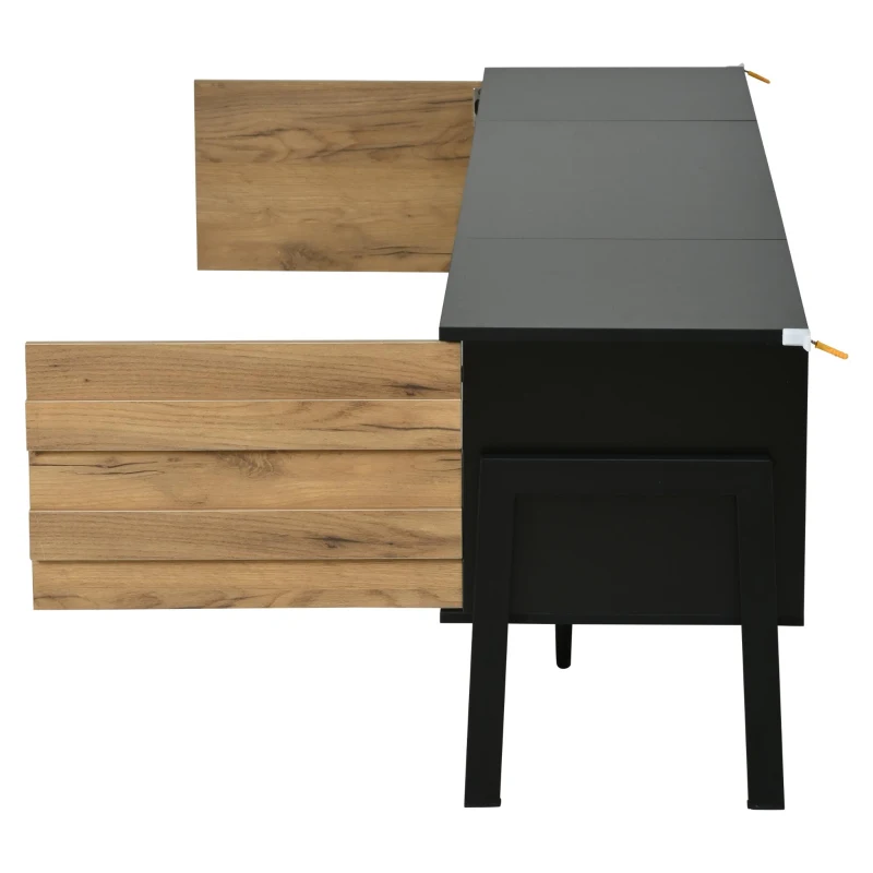 Low-Profile TV Cabinet with Soft-Close Hinges and Adjustable Shelves, Stylish TV Stand with 2 Cabinets, 175L x 39.5W x 53H cm, Natural
