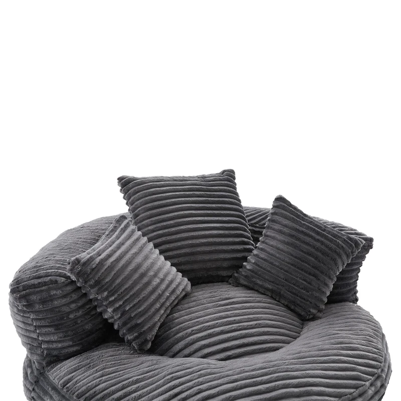 Giant Bean Bag Chair with Shredded Memory Foam, Pre-Filled Lounge Chair with High Back, 108L x 108W x 52H cm, Dark Gray