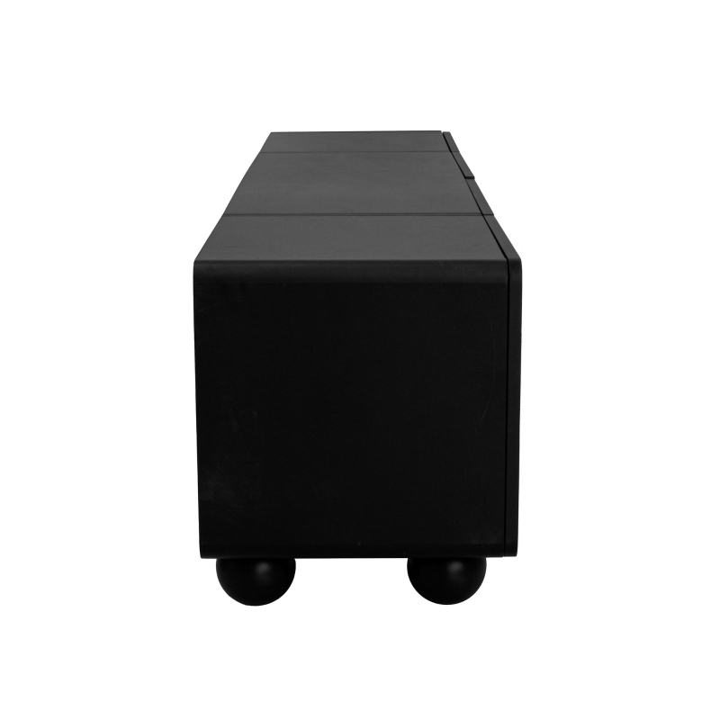 Móvel TV com 2 gavetas e 2 portas, pés redondos ,180X38X45 cm, Preto+Branco