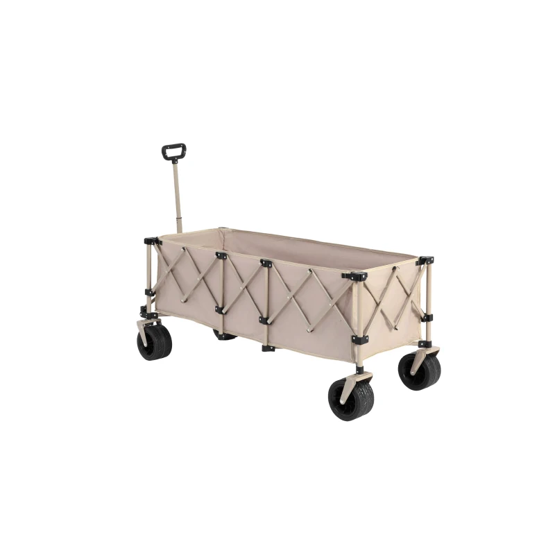 Carro plegable y extensible, con gran capacidad de almacenamiento, 136x54x60 cm, Beige