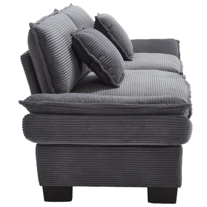 Oversized Two-Seater Sofa with Modern Deep-Seated Modular Design, Comfortable Daybed with Ergonomic Curves, 224L x 81W x 81H cm, Dark Gray