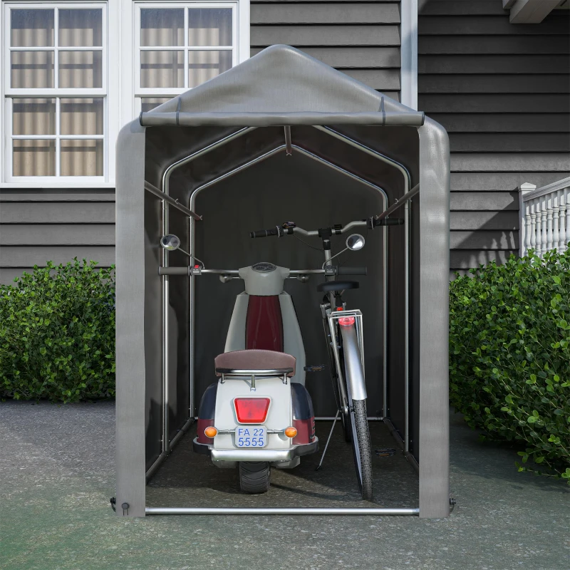 Abrigo para bicicletas com porta de enrolar, 187C x 100L x 160A cm, Cinzento escuro