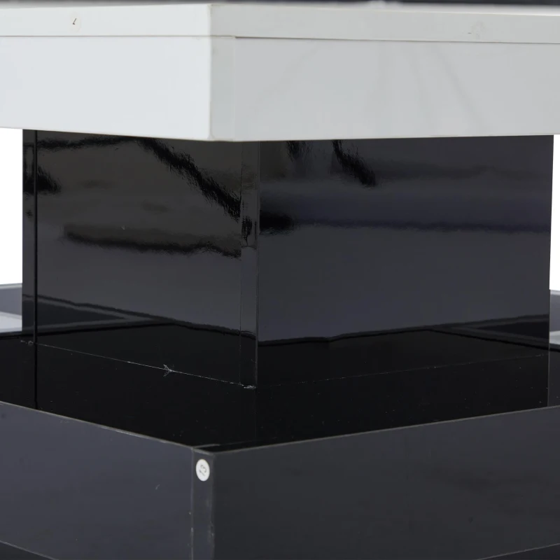 Contemporary Coffee Table with Large-Capacity Lower Shelf, 2-Tone Center Table with Recessed Compartments, 70L x 70W x 36H cm, Black