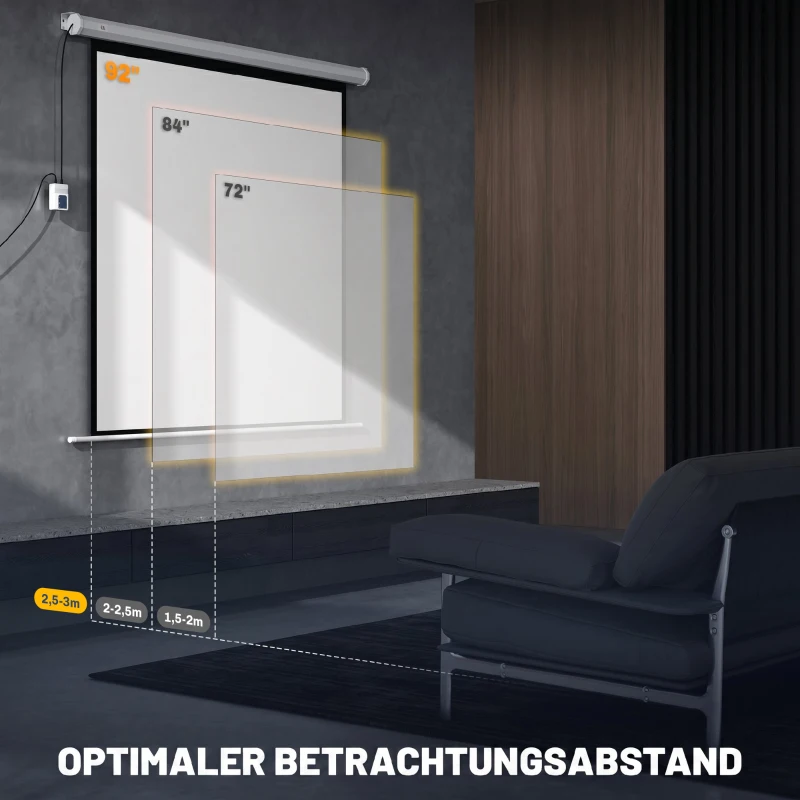 HOMCOM Projectiescherm 189,5 x 189,5 cm 233,68 cm 1:1 HD 4K Rollo-scherm voor thuisbioscoop voor thuisbioscoop kantoorpresentaties