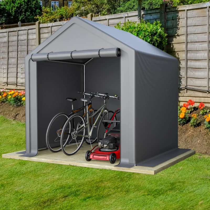 Garagem para bicicletas com portão de enrolar, 190x170x200 cm, Cinzento escuro