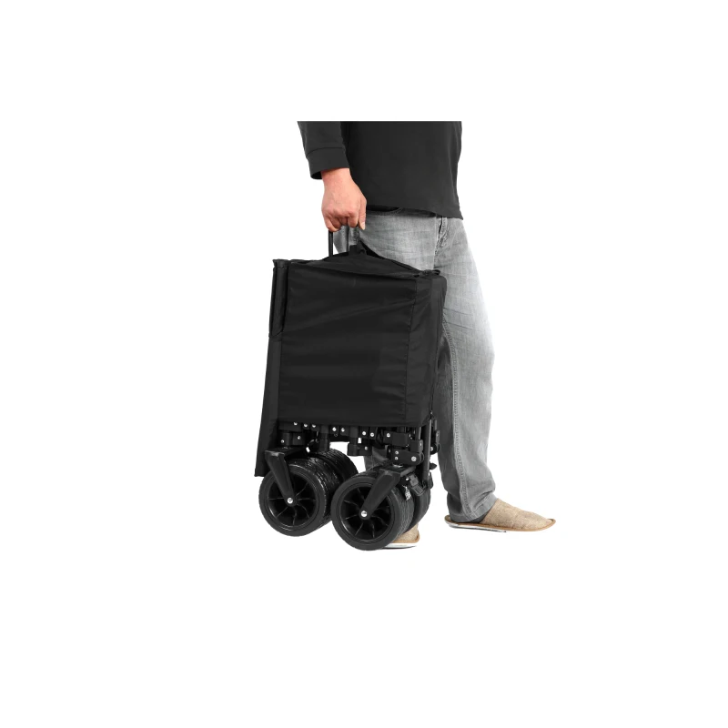 Carro plegable y extensible, con gran capacidad de almacenamiento, 136x54x60 cm, Negro