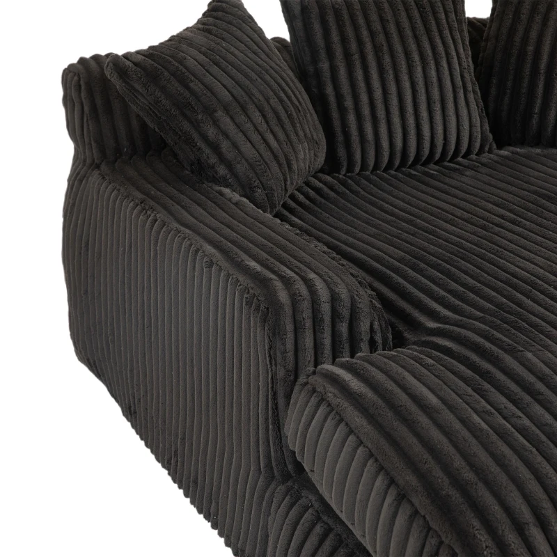Modern Oversized Chaise Lounge Chair with Memory Foam Seat, Versatile Sofa Bed for Living Room or Bedroom, 155L x 125W x 63H cm, Black