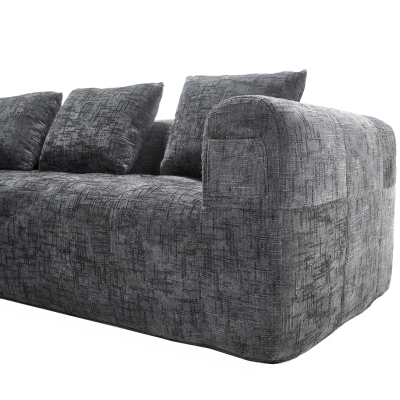 Oversized Modular L-Shaped Sofa with Deep-Seated Sleeper Design, Plush Sectional Sofa with Hidden Side Pockets, 250L x 158W x 60H cm, Grayi