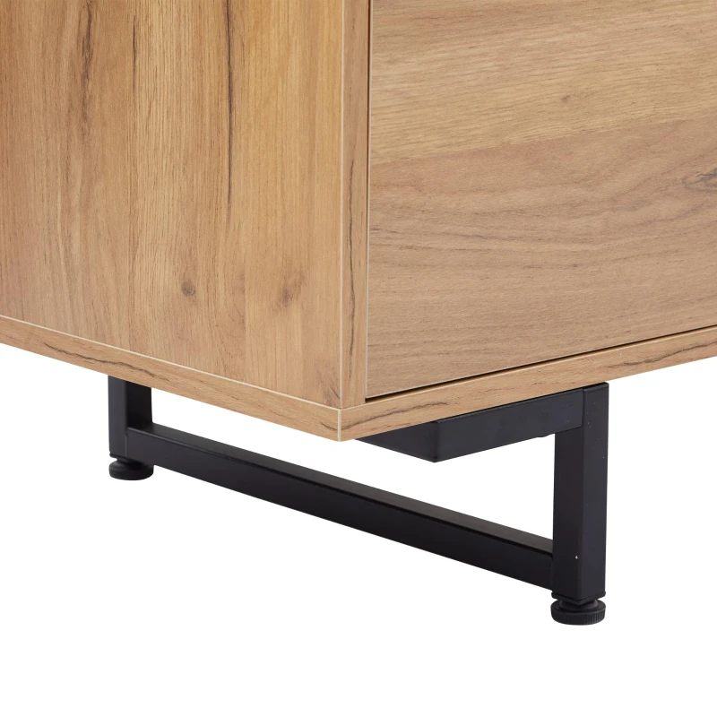 Living Room TV Cabinet with Multi‑Functional Chipboard Storage, Modern TV Stand with 2 Diagonal Drawers, 173L x 38W x 48H cm, Natural Wood