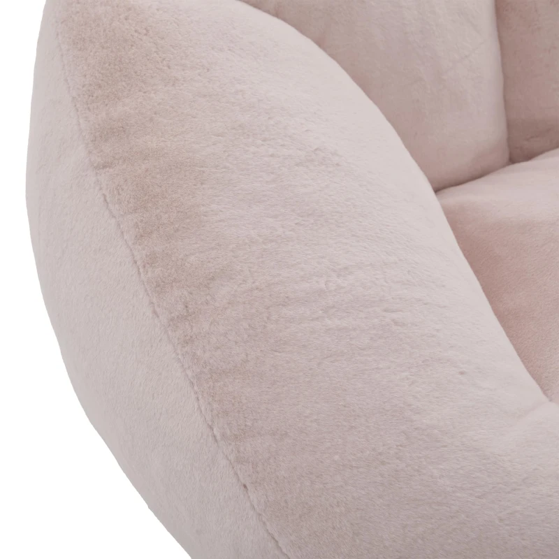 Shell-Shaped Bean Bag Chair with High-Rebound Memory Foam Filling, Ergonomic Floor Lounger with Faux Fur Removable Cover, 100L x 90W x 57H cm, Pink