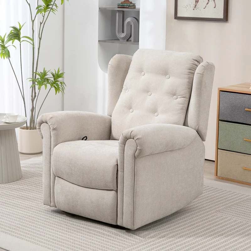 HOMCOM Fauteuil relax massant et chauffant avec dossier et repose-pieds réglable manuellement, poche latérale, beige