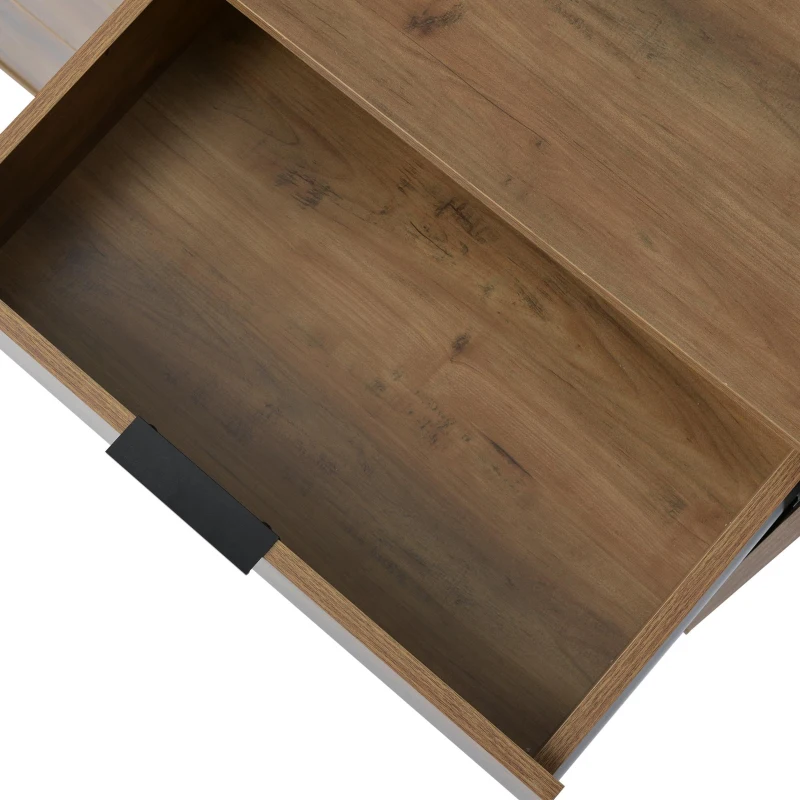 Dark Oak Sideboard with 6 Drawers and Industrial Metal Frame, Industrial Rustic Cabinet with Adjustable Feet, 120L x 40W x 76H cm, Dark Oak