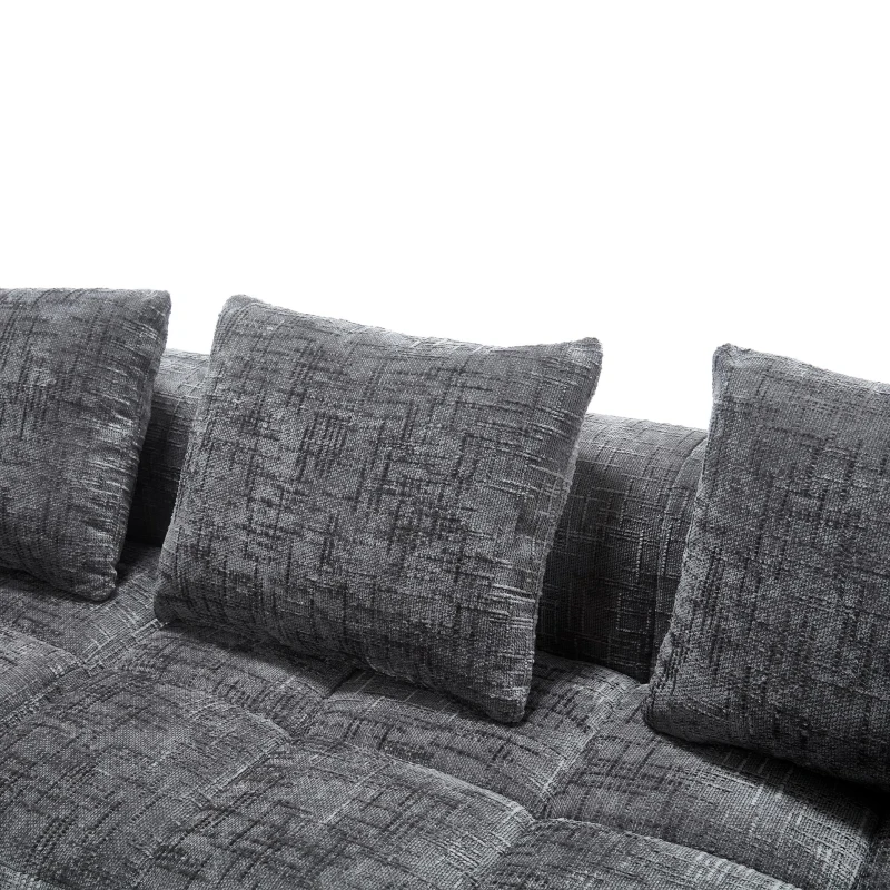 Oversized Modular L-Shaped Sofa with Deep-Seated Sleeper Design, Plush Sectional Sofa with Hidden Side Pockets, 250L x 158W x 60H cm, Grayi