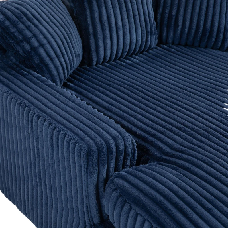 Modern Oversized Chaise Lounge Chair with Memory Foam Seat, Versatile Sofa Bed for Living Room or Bedroom, 155L x 125W x 63H cm, Navy