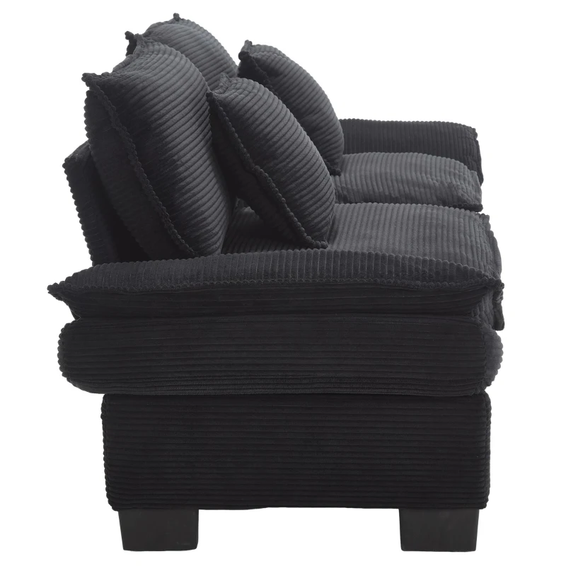 Oversized Two-Seater Sofa with Modern Deep-Seated Modular Design, Comfortable Daybed with Ergonomic Curves, 224L x 81W x 81H cm, Black