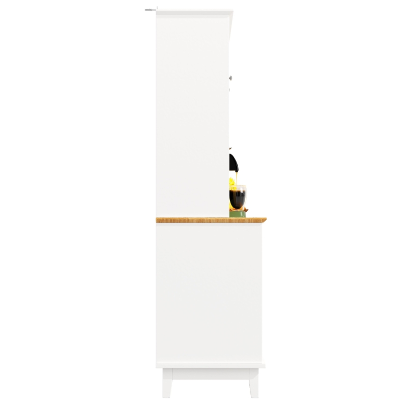 Smart Pantry Cabinet with App-Controlled LED Lights and Solid Pine Legs, Modern Kitchen Pantry with Spacious 3-Drawer Storage, 120L x 40W x 180H cm, White