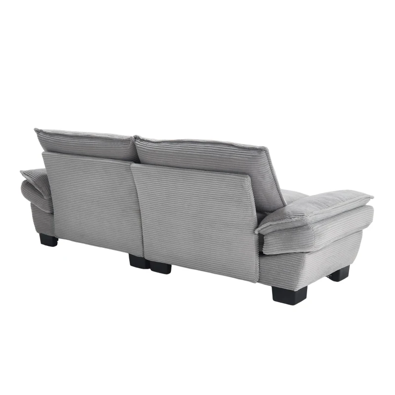 Oversized Two-Seater Sofa with Modern Deep-Seated Modular Design, Comfortable Daybed with Ergonomic Curves, 224L x 81W x 81H cm, Light Gray