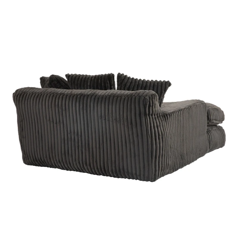 Modern Oversized Chaise Lounge Chair with Memory Foam Seat, Versatile Sofa Bed for Living Room or Bedroom, 155L x 125W x 63H cm, Black