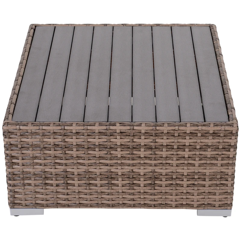 Outsunny Salotto da Giardino in Rattan da 7 Pezzi con Tavolino e Divano Modulabile con Cuscini, Grigio