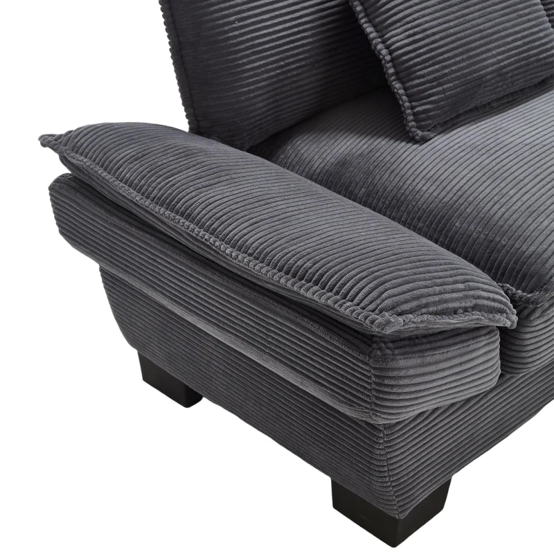 Oversized Two-Seater Sofa with Modern Deep-Seated Modular Design, Comfortable Daybed with Ergonomic Curves, 224L x 81W x 81H cm, Dark Gray