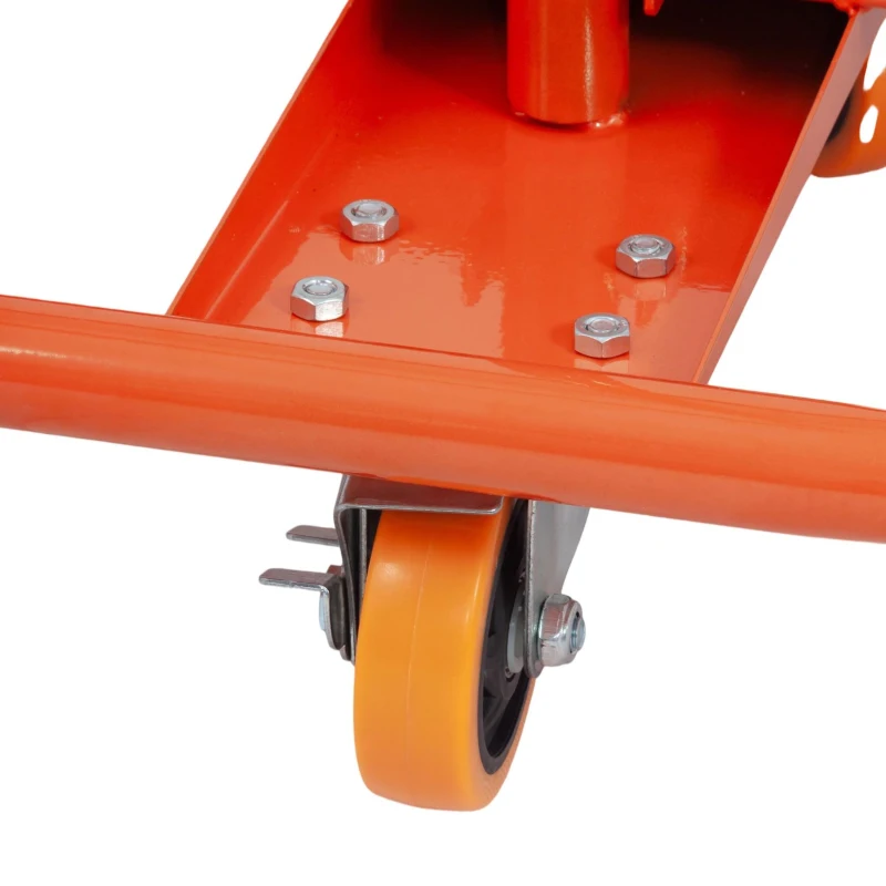 Carrinho para placas de gesso cartonado, estrutura de aço, rodas giratórias com travões, 116x57x114 cm, Laranja