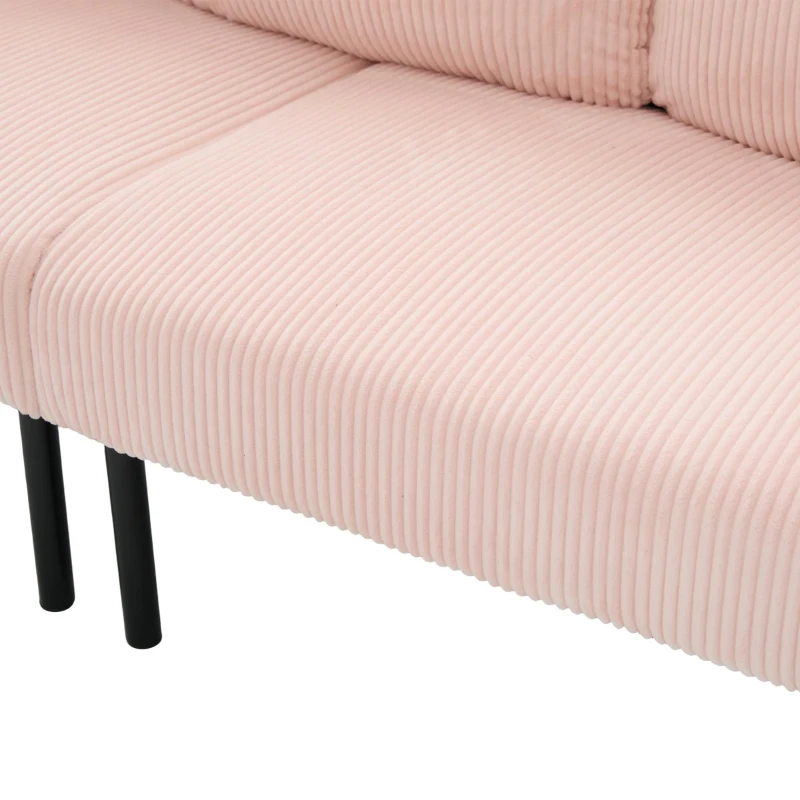 Oversized Two-Seater Corduroy Sofa with Ergonomic Curves, Comfortable Loveseat with Dual Side Storage Pockets, 171L x 72W x 80H cm, Pink