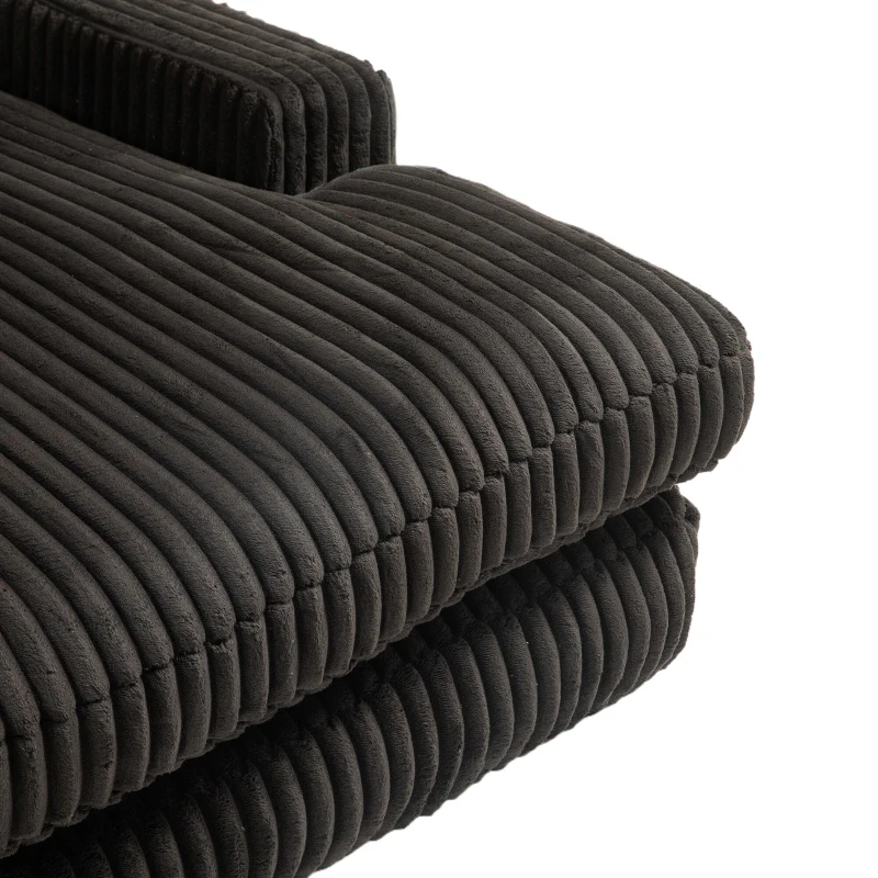 Modern Oversized Chaise Lounge Chair with Memory Foam Seat, Versatile Sofa Bed for Living Room or Bedroom, 155L x 125W x 63H cm, Black