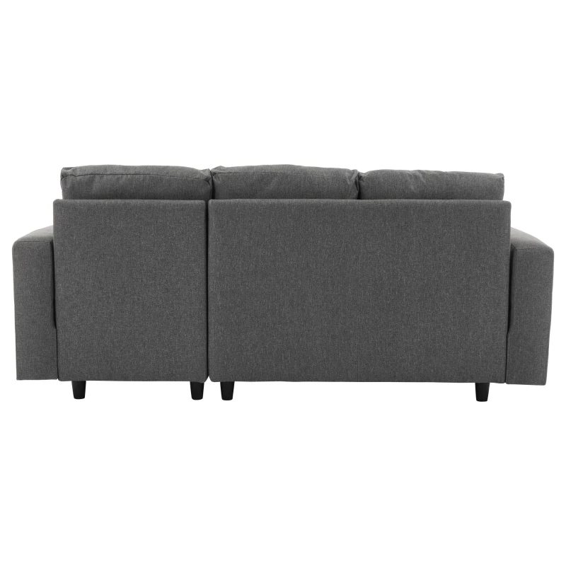 L-Shaped Corner Sofa with Hidden Storage and Side Pockets, Reversible Sectional Couch with Sturdy Wooden Frame, 180L x 120W x 72H cm, Gray