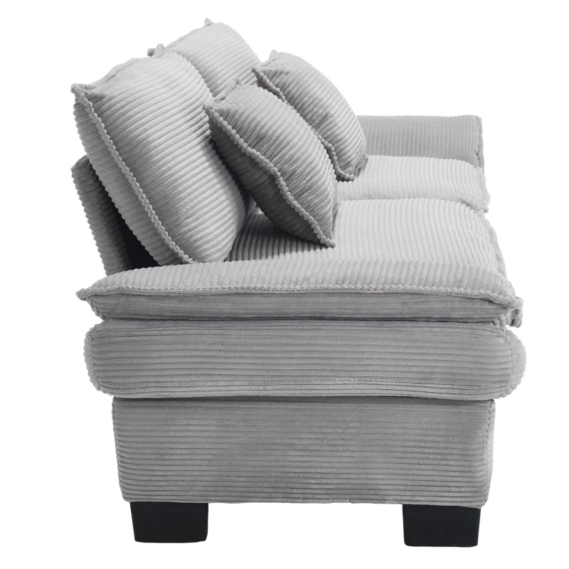 Oversized Two-Seater Sofa with Modern Deep-Seated Modular Design, Comfortable Daybed with Ergonomic Curves, 224L x 81W x 81H cm, Light Gray