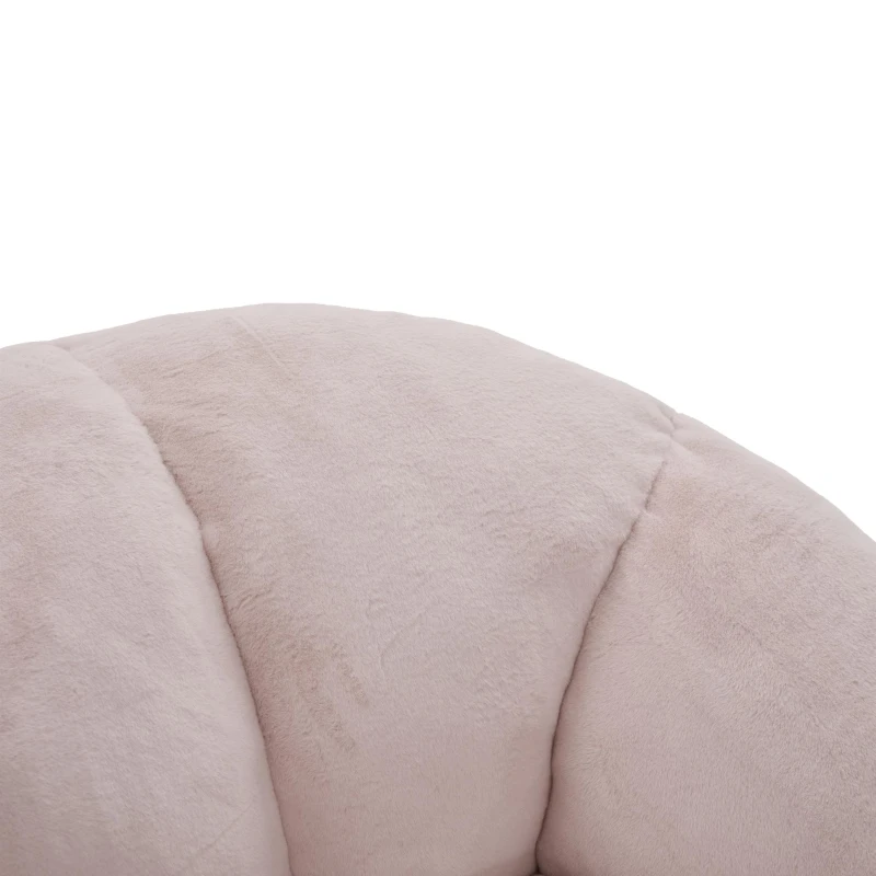 Shell-Shaped Bean Bag Chair with High-Rebound Memory Foam Filling, Ergonomic Floor Lounger with Faux Fur Removable Cover, 100L x 90W x 57H cm, Pink