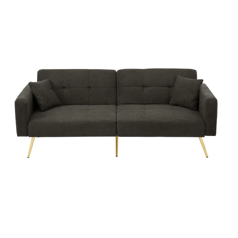 Convertible Sofa Bed with 3‑Position Adjustable Backrest, Comfortable Daybed with High‑Density Foam Seat, 176L x 64W x 75H cm, Dark Gray