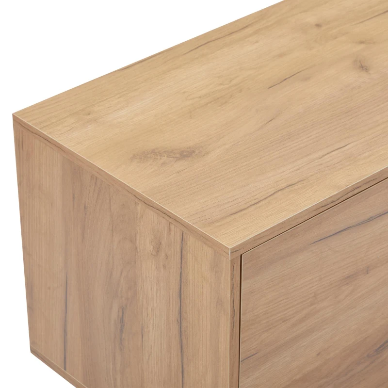 Living Room TV Cabinet with Multi‑Functional Chipboard Storage, Modern TV Stand with 2 Diagonal Drawers, 173L x 38W x 48H cm, Natural Wood