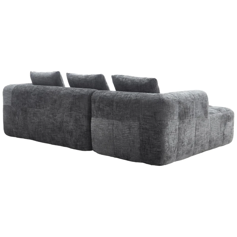 Oversized Modular L-Shaped Sofa with Deep-Seated Sleeper Design, Plush Sectional Sofa with Hidden Side Pockets, 250L x 158W x 60H cm, Grayi