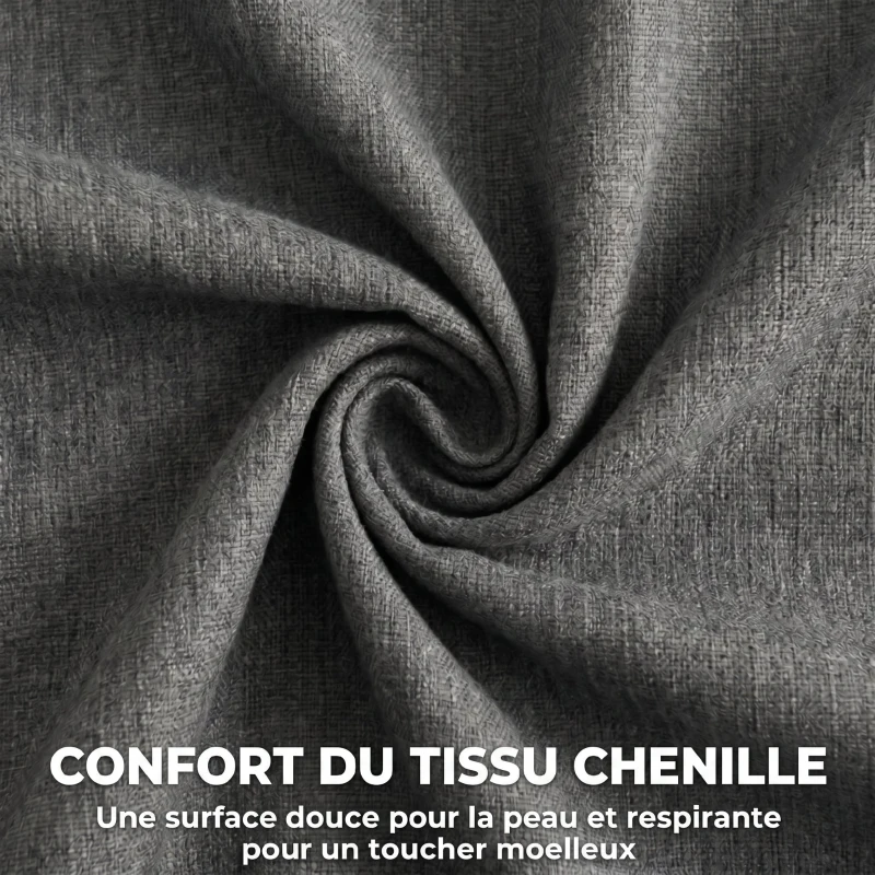 HOMCOM Chaise bureau ergonomique en chenille, fauteuil de bureau avec accoudoirs rembourrés, hauteur réglable, gris