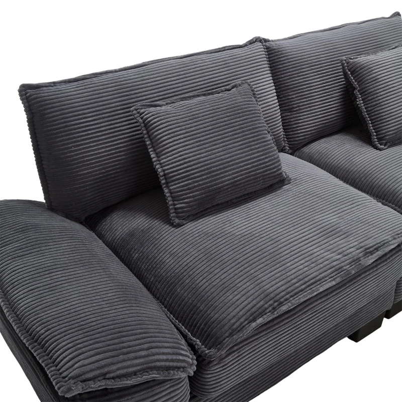 Oversized Two-Seater Sofa with Modern Deep-Seated Modular Design, Comfortable Daybed with Ergonomic Curves, 224L x 81W x 81H cm, Dark Gray