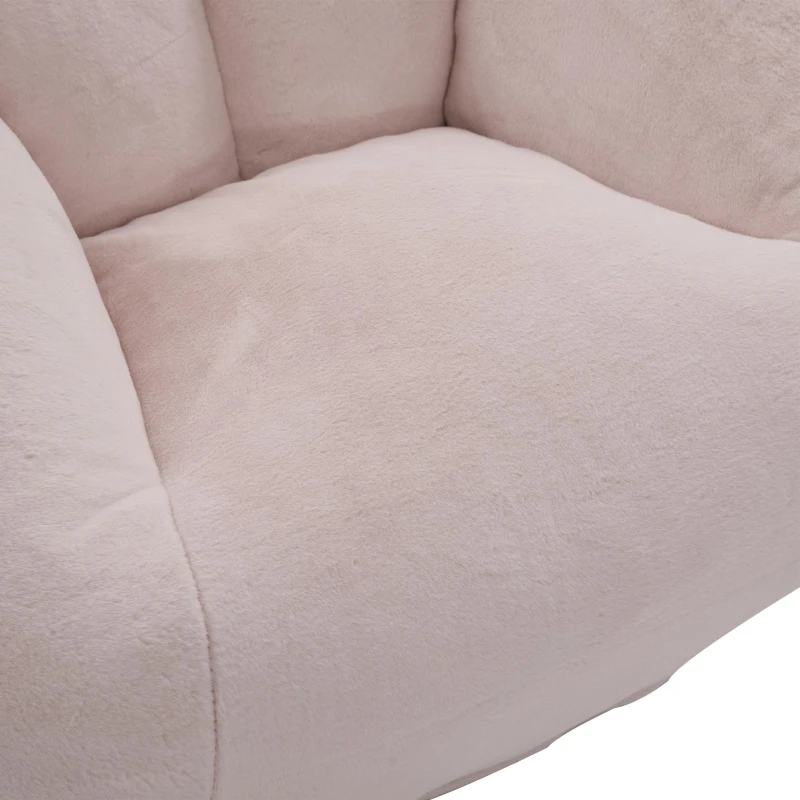 Shell-Shaped Bean Bag Chair with High-Rebound Memory Foam Filling, Ergonomic Floor Lounger with Faux Fur Removable Cover, 100L x 90W x 57H cm, Pink